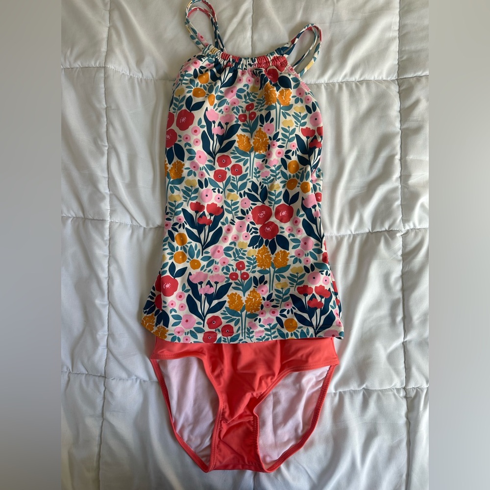 Limericki Floral Tankini Swimsuit with Coral Bottoms